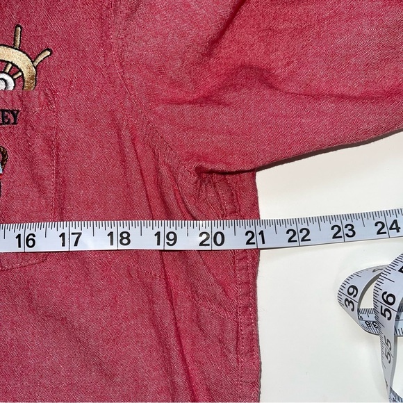 Disney 100% Cotton S.S. Mickey Red Button Down Shirt Xlarge Women’s - Picture 7 of 11